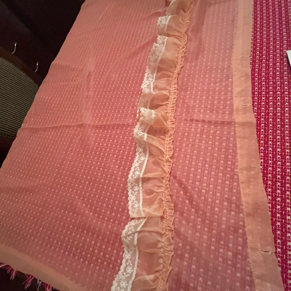 Vintage Sears peachy Voile Shower Curtain/ Firm Price
